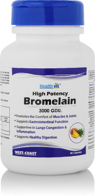 

HealthVit High Potency Bromelain 3000 GDU/Gram Natural Supplement,Non-Synthetic, 500 mg(500 mg)