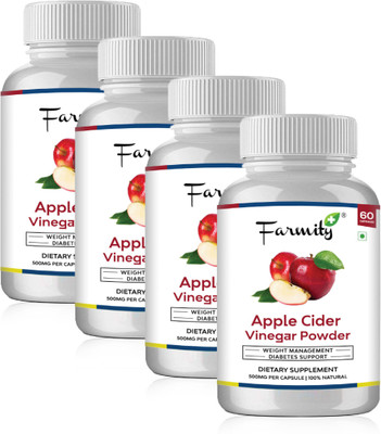 

Farmity Apple Cider Vinegar Powder Capsule for weight management - 500 mg Pack of 4(240 No)