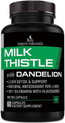 

KayosNaturals Milk Thistle (Silymarin) with Dandelion and Turmeric for Liver Support - 500mg(500 mg)