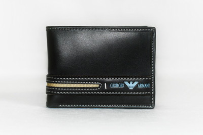 Giorgio Armani Men Black Genuine Leather Wallet(6 Card Slots)
