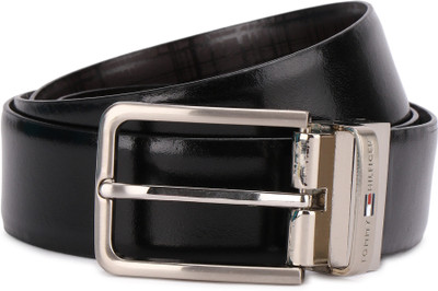 

Tommy Hilfiger Men Formal Black, Grey Genuine Leather Belt, Black/brown
