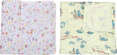 

L'amour Printed  Swadding Baby Blanket(Cotton, White, Light Yellow, Light yellow;white