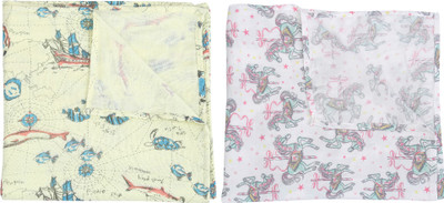 

L'amour Printed  Swadding Baby Blanket(Cotton, White, Light Yellow, Light yellow;white
