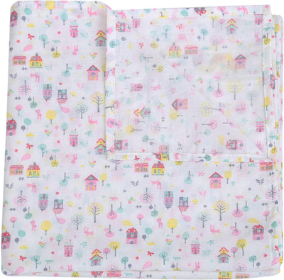 

L'amour Printed  Swadding Baby Blanket(Cotton, White