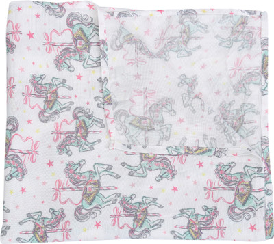 L'amour Printed  Swadding Baby Blanket(Cotton, White