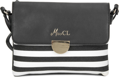 

Miss CL Women Casual Black, White Leatherette Sling Bag
