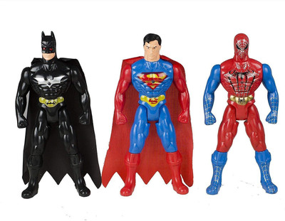 

Baybee Super Hero Action Figures Spiderman, Superman, Batman for Kids Pack of 3(Multicolor)