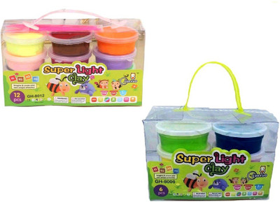 

S2KCrafts S2KC-0989 Attractive Neon Jelly Clay & 5D Slime ultra-light clay Super-Light Modeling Air Dry Magic Clay Jelly with Straws for Kids/Teens - non-toxic Green Environmental Protection - 12+6 Colors