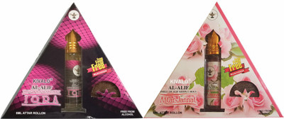 

Kivalo Ⓡ ALIF IQRA & ATTAR JANNAT Fragrance Pure Original Roll On Attar Combo Pack of 2 x 8 ml with Free 2 x 10 g Bukhoor Coin Floral Attar(Musk)