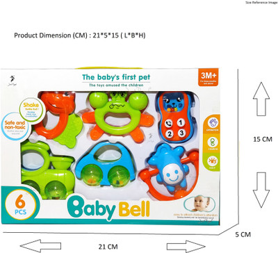 

Stylo Infant Plastic Non Toxic Rattle and Teether Toys 6 pcs Rattle Rattle(Multicolor, Red, Blue)