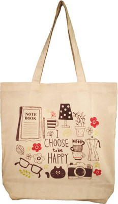 

Rawpockets Rawbags ''Choose To Happy ' Tote Bag ', reusable 100% Cotton Eco-Friendly |ToteBag |Natural colour|Eco bag |Canvas Fabric (Nursery/Play School) Multipurpose Bag(Brown, 7 inch)