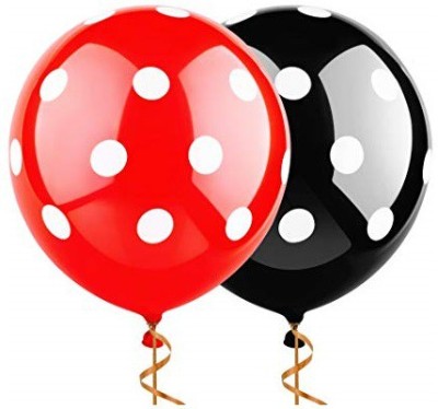 teple Solid (12 inch) Polka Dot Balloons Birthday Celebrations , Wedding, Anniversary (Red Black) (pack of 100) Balloon(Red, Black, Pack of 100)