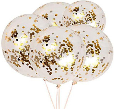 

BashNSplash Solid 12 INCH GOLD CONFETTI BALLOONS PARTY DECORATION (PACK OF 5) Balloon(Gold, Pack of 5)