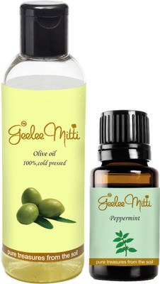 

Geeleemitti Olive Oil Carrier Oil + Pure Peppermint Essential Oil to be diluted for Hair, Skin and Face(110 ml)