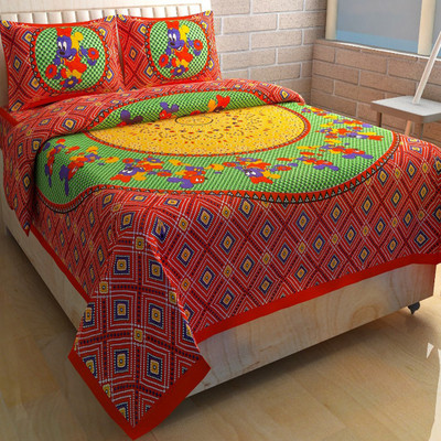 

Krish Home Furnishing 250 TC Cotton Double Printed Bedsheet(Pack of 10, Multicolor)