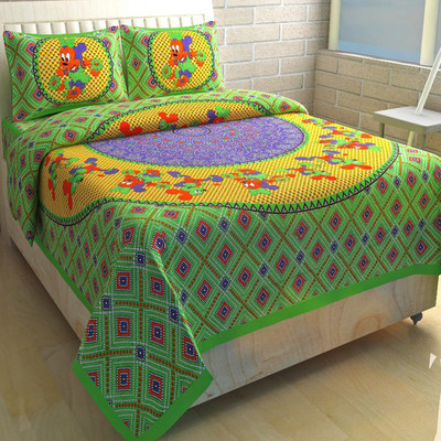

Krish Home Furnishing 250 TC Cotton Double Printed Bedsheet(Pack of 10, Multicolor)