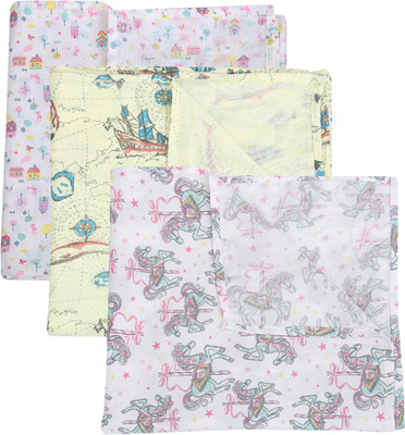 

L'amour Printed  Swadding Baby Blanket(Cotton, White, Light Yellow, Light yellow;white