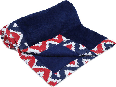 

Bacati Printed  Crib Baby Blanket(Fur, Navy Blue, Red