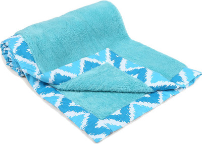 Bacati Printed  Crib Baby Blanket(Fur, Aqua
