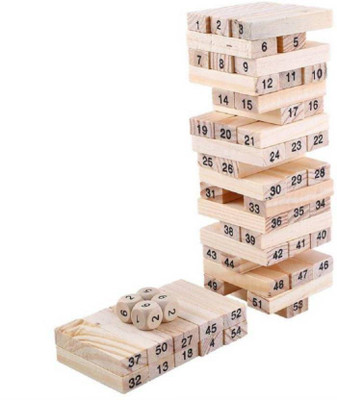 

Toy Arena Wooden Building blocks with 3 Wooden dice Jenga Family Pack Learning Game for Kids (Multicolor)(Brown)