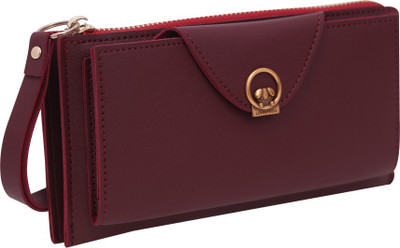 

MINAAR Casual, Formal Maroon Clutch