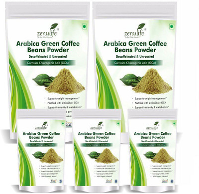 

Zenulife Green Coffee Bean Powder, 250 GM Pack of 5 (1.250 gm) Instant Coffee(5 x 50 g)