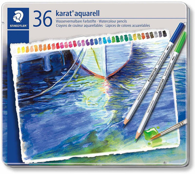 

Staedtler Karat Aquarell Premium 125M36 Watercolor Set of 36 colors Hexagon Shaped Color Pencils(Set of 36, Multicolor)