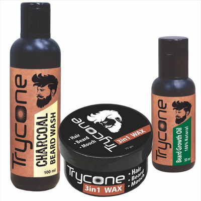 

Trycone Beard Growth Oil | Charcoal Beard Face Wash | 3 In 1 Wax | Combo Pack Of 3 | Beard Care Kit For Men | Gift Pack(Set of 3)