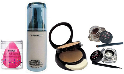 

BRUTUS Sponge Puff, Matchmaster Foundation Liquid Foundation, Two Way Compact, Hello Kitty Two Way Eyeliner(Set of 4)