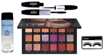

BRUTUS Eyelashes, Desert Dusk Eyeshadow Palette, Colorbar 2in1 Mascara & Eyeliner, Instant Longwear Makeup Remover(Set of 4)