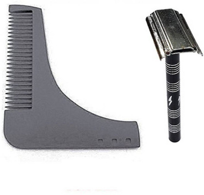 

Bueno Beard Styling Tool With Shaving Razor For Salons, Beard Comb For Men And Boys, Pack Of 1(Set of 2)