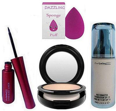 

DAZZLING Sponge Puff & Mac Eyeliner & Face Compact & Macthmaster Foundation(Set of 4)