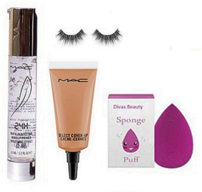 

divas beauty Sponge Puff & Up To 24H Smoothing Effect Face Primer & Select Cover Up & Eyelashes(Set of 4)