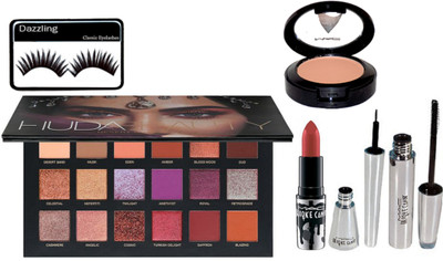 

DAZZLING Eyelashes & Huda Beauty Desert Dusk Palette & Brook Candy Lipstick & Eyeliner & Mascara & Blusher(Set of 6)