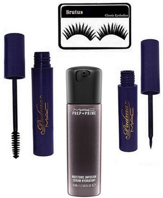 

BRUTUS Eyelashes, Mac Prep + Prime Moisture Infusion Face Serum, Padma Eyeliner & Mascara(Set of 4)