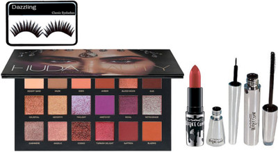 

DAZZLING Eyelashes & Desert Dusk Palette & Brook Candy Lipstick & Eyeliner & Mascara(Set of 5)