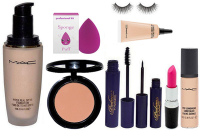 

professional kit Hyper Real SPF 15 Foundation & Sponge Puff & Face Compact & Padma Mascara & Eyeliner & Eyelashes & Lipstick & Pro Longwear Concealer & Select Cover-up(Set of 9)