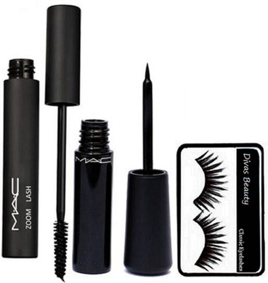 

Divas Beauty Eyelashes, Mac Zoom Lash Mascara, Liquid Eyeliner(Set of 3)