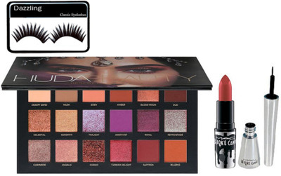 

DAZZLING Eyelashes & Desert Dusk Palette & Brook Candy Lipstick & Eyeliner(Set of 4)
