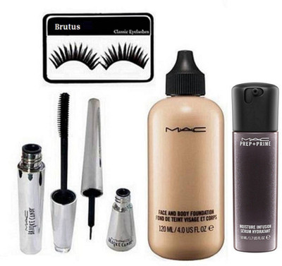

BRUTUS Eyelashes, face & Body Foundation, Prep + Prime Moisture Infusion Face Serum, Brooke Candy Eyeliner & Mascara(Set of 5)