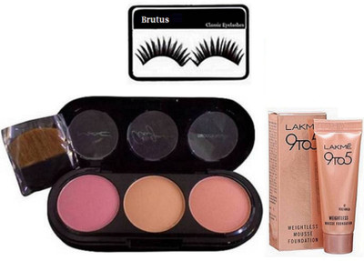 

brutus Eyelashes, 3 Shades Blusher, 9to5 Mousse Foundation(Set of 3)