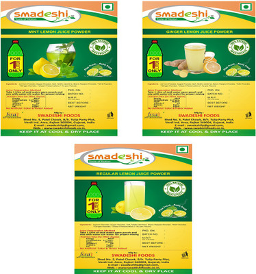 

smadeshi Mint Lemon juice zip pack (100 grams) Pack of 3 with free Ginger Lemon juice zip pack (100 grams), Regular Lemon juice zip pack (100 grams)(100 g, Pack of 3)