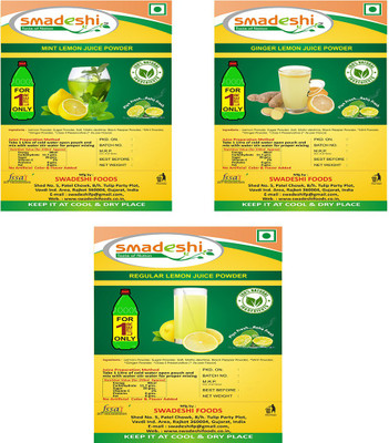 

smadeshi Mint Lemon juice zip pack (100 grams), Ginger Lemon juice zip pack (100 grams) with free Regular Lemon juice zip pack (100 grams)(100 g, Pack of 3)
