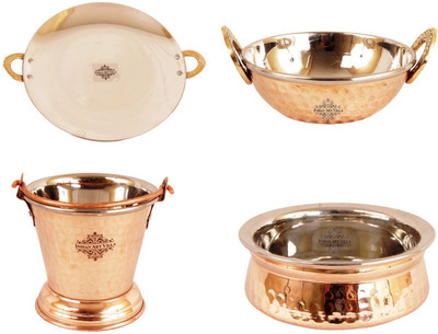

IndianArtVilla Induction Bottom Cookware Set(Copper, 4 - Piece), Brown