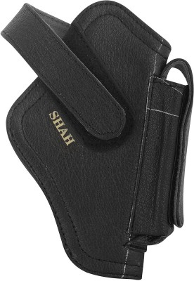 SHAH Leather .32 Bore Pistol Cover Racquet Carry Case/Cover Free Size(Black)