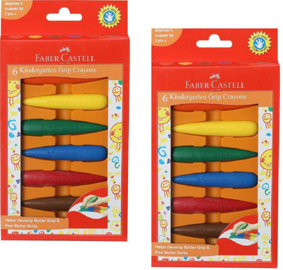 

Faber-Castell 6 kindergarten Grip Crayons Pack of 2(Set of 2, Orange, Red, Yellow, Green, Blue, Brown)