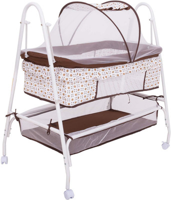 

Baybee Comfort Cradle Cot - New Born Baby Swing Cradle with Mosquito Net & Storage Space - Brown(Brown)