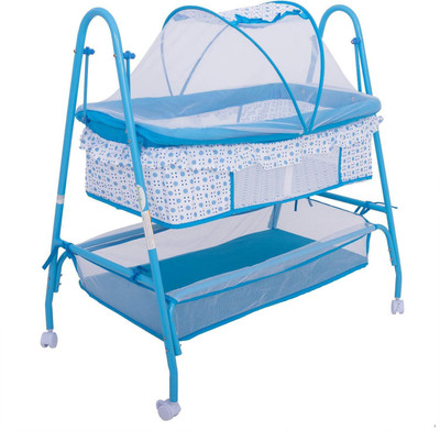 

Baybee Comfort Cradle Cot - New Born Baby Swing Cradle with Mosquito Net & Storage Space - Blue(Blue)
