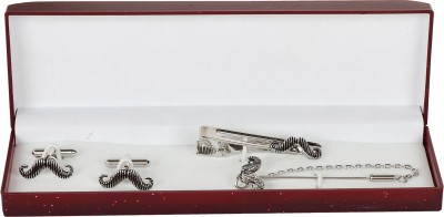 Paranoid Brass Cufflink & Tie Pin Set(Silver)