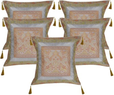 Lal Haveli Silk Cushions & Pillows Cover(Pack of 5, 45.72 cm*45.72 cm, White)